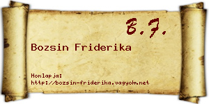 Bozsin Friderika névjegykártya